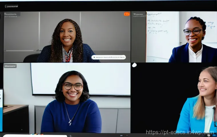 협업형 온라인 교육을 위한 기술적 요구 사항 - **"Seamless Online Collaboration: The Engaged Student"**
    A vibrant, medium shot image of a young...